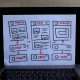 Projet de modèle de dessin d'esquisse, structure de mise en page filaire. Concept d'expéri